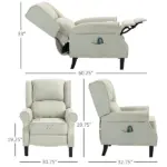 Wingback Recliner Chair with Heat and Vibration Massage, Beige - Image 3