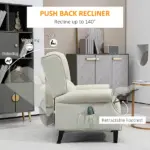 Wingback Recliner Chair with Heat and Vibration Massage, Beige - Image 4