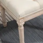 HOMCOM Vintage Ottoman 15.75" Tufted Foot Stool Upholstered Seat Rustic Wood Legs Beige Bedroom Living Room - Image 11