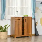 Vintage Wine Cabinet, Brown, with 6-Bottle Holder and Glassware Storage - Image 2