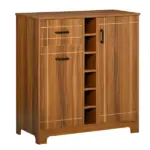 Vintage Wine Cabinet, Brown, with 6-Bottle Holder and Glassware Storage