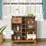 Vintage Wine Cabinet, Brown, with 6-Bottle Holder and Glassware Storage - Image 4