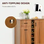 Vintage Wine Cabinet, Brown, with 6-Bottle Holder and Glassware Storage - Image 6
