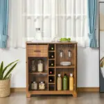 Vintage Wine Cabinet, Brown, with 6-Bottle Holder and Glassware Storage - Image 7