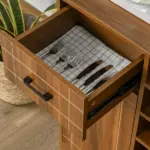 Vintage Wine Cabinet, Brown, with 6-Bottle Holder and Glassware Storage - Image 8