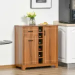 Vintage Wine Cabinet, Brown, with 6-Bottle Holder and Glassware Storage - Image 10