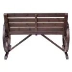 Outsunny Wagon Wheel Bench Rustic 2-Person Outdoor Patio Carbonized Finish with Backrest - Image 8