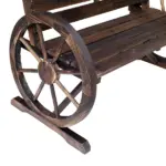 Outsunny Wagon Wheel Bench Rustic 2-Person Outdoor Patio Carbonized Finish with Backrest - Image 9