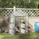 Outsunny Walk-in Greenhouse, 5' x 5' x 6', Hot House with 3-Tier Shelving, Roll-Up Door, for Outdoor and Garden - Image 2