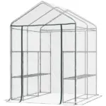 Outsunny Walk-in Greenhouse, 5' x 5' x 6', Hot House with 3-Tier Shelving, Roll-Up Door, for Outdoor and Garden - Image 11