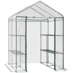 Outsunny Walk-in Greenhouse, 5' x 5' x 6', Hot House with 3-Tier Shelving, Roll-Up Door, for Outdoor and Garden - Image 12