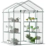 Outsunny Walk-in Greenhouse, 5' x 5' x 6', Hot House with 3-Tier Shelving, Roll-Up Door, for Outdoor and Garden