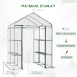 Outsunny Walk-in Greenhouse, 5' x 5' x 6', Hot House with 3-Tier Shelving, Roll-Up Door, for Outdoor and Garden - Image 4