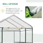 Outsunny Walk-in Greenhouse, 5' x 5' x 6', Hot House with 3-Tier Shelving, Roll-Up Door, for Outdoor and Garden - Image 6