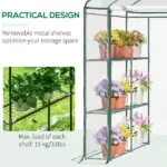 Outsunny Walk-in Greenhouse, 5' x 5' x 6', Hot House with 3-Tier Shelving, Roll-Up Door, for Outdoor and Garden - Image 7