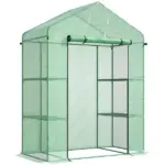Outsunny Walk-in Greenhouse 56x29x77 inches with 4 Shelves Roll-Up Door Weatherized Cover Green