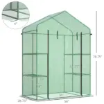 Outsunny Walk-in Greenhouse 56x29x77 inches with 4 Shelves Roll-Up Door Weatherized Cover Green - Image 3