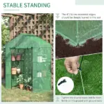 Outsunny Walk-in Greenhouse 56x29x77 inches with 4 Shelves Roll-Up Door Weatherized Cover Green - Image 5