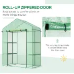 Outsunny Walk-in Greenhouse 56x29x77 inches with 4 Shelves Roll-Up Door Weatherized Cover Green - Image 6