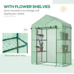 Outsunny Walk-in Greenhouse 56x29x77 inches with 4 Shelves Roll-Up Door Weatherized Cover Green - Image 7