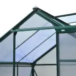 Outsunny Walk In Greenhouse 6 ft X 6 ft X 7 ft Aluminum Polycarbonate Portable Garden Greenhouse With Rooftop Vent and UV-Resistant Walls Dark Green - Image 11
