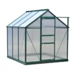 Outsunny Walk In Greenhouse 6 ft X 6 ft X 7 ft Aluminum Polycarbonate Portable Garden Greenhouse With Rooftop Vent and UV-Resistant Walls Dark Green