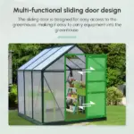 Outsunny Walk In Greenhouse 6 ft X 6 ft X 7 ft Aluminum Polycarbonate Portable Garden Greenhouse With Rooftop Vent and UV-Resistant Walls Dark Green - Image 5