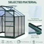 Outsunny Walk In Greenhouse 6 ft X 6 ft X 7 ft Aluminum Polycarbonate Portable Garden Greenhouse With Rooftop Vent and UV-Resistant Walls Dark Green - Image 7