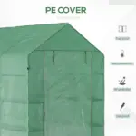 Outsunny Walk-in Greenhouse 7x5x6 ft with PE Cover 3-Tier Shelves Steel Frame Roll-Up Zipper Door for Vegetables Green - Image 4