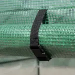 Outsunny Walk-in Greenhouse 7x5x6 ft with PE Cover 3-Tier Shelves Steel Frame Roll-Up Zipper Door for Vegetables Green - Image 9