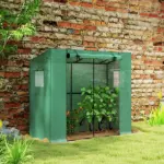Outsunny Walk-in Portable Greenhouse Small Greenhouse for Outdoors with UV-resistant PE Cover, 6.6 ft x 2.5 ft x 5.6 ft Green - Image 2