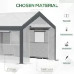 Outsunny Walk-In Tunnel Greenhouse 12x7 White Dark Grey with Roll Up Windows Zippered Mesh Door - Image 4