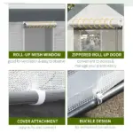 Outsunny Walk-In Tunnel Greenhouse 12x7 White Dark Grey with Roll Up Windows Zippered Mesh Door - Image 5
