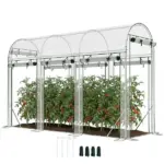 Outsunny Walk-in Tunnel Greenhouse, Hoop House Greenhouse with 8 Roll-Up Doors, 10' x 3' x 6.5', Clear - Image 11