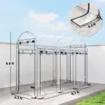 Outsunny Walk-in Tunnel Greenhouse, Hoop House Greenhouse with 8 Roll-Up Doors, 10' x 3' x 6.5', Clear - Image 3