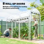 Outsunny Walk-in Tunnel Greenhouse, Hoop House Greenhouse with 8 Roll-Up Doors, 10' x 3' x 6.5', Clear - Image 4