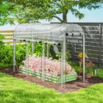 Outsunny Walk-in Tunnel Greenhouse, Hoop House Greenhouse with 8 Roll-Up Doors, 10' x 3' x 6.5', Clear - Image 8