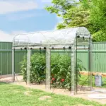 Outsunny Walk-in Tunnel Greenhouse, Hoop House Greenhouse with 8 Roll-Up Doors, 10' x 3' x 6.5', Clear - Image 10