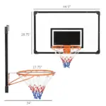 Soozier Wall Mounted Basketball Hoop Mini with 45'' x 29'' Shatter Proof Backboard Durable Rim for Indoor Outdoor - Image 3