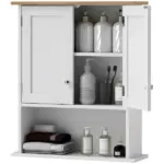 HOMCOM Wall Mounted Bathroom Cabinet, Modern Bathroom Wall Cabinet with 2 Doors and Adjustable Shelf, White - Image 11