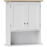 HOMCOM Wall Mounted Bathroom Cabinet, Modern Bathroom Wall Cabinet with 2 Doors and Adjustable Shelf, White