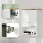 HOMCOM Wall Mounted Bathroom Cabinet, Modern Bathroom Wall Cabinet with 2 Doors and Adjustable Shelf, White - Image 7