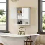 HOMCOM Wall Mounted Bathroom Cabinet, Modern Bathroom Wall Cabinet with 2 Doors and Adjustable Shelf, White - Image 8