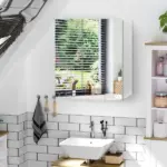 Kleankin Wall Mounted Mirror Cabinet, Bathroom Medicine Cabinet with Mirror, 3 Doors and Adjustable Shelves, White - Image 11