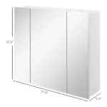Kleankin Wall Mounted Mirror Cabinet, Bathroom Medicine Cabinet with Mirror, 3 Doors and Adjustable Shelves, White - Image 3