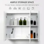 Kleankin Wall Mounted Mirror Cabinet, Bathroom Medicine Cabinet with Mirror, 3 Doors and Adjustable Shelves, White - Image 5