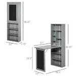HOMCOM Wall Mounted Table Foldable Desk With Blackboard And Side Shelf, Multi-Function Computer Office Workstation, Gray - Image 3