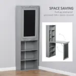 HOMCOM Wall Mounted Table Foldable Desk With Blackboard And Side Shelf, Multi-Function Computer Office Workstation, Gray - Image 4