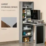 HOMCOM Wall Mounted Table Foldable Desk With Blackboard And Side Shelf, Multi-Function Computer Office Workstation, Gray - Image 5