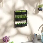 Outsunny Wall Planter with 6 Pots, 3-Tier Design, Black, for Flowers and Vegetables, Enhances Garden Space - Image 2